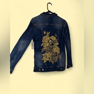 LuLaRoe Jaxon Denim Jacket Embroidered Floral Size Small NWT (Oversized Fit)